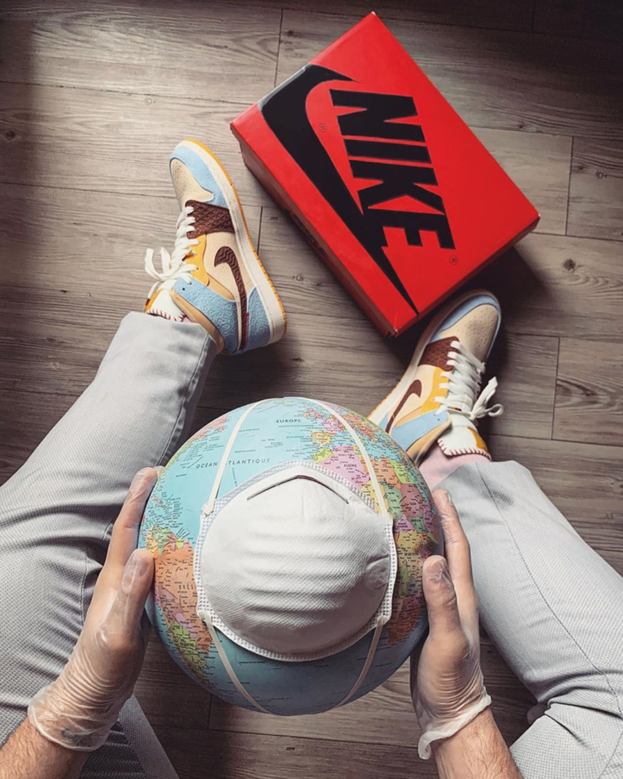 Travis Scott,Air Jordan 1,AJ1  Travis Scott 的鬼脸都戴上了口罩！这位球鞋大佬太会玩了！