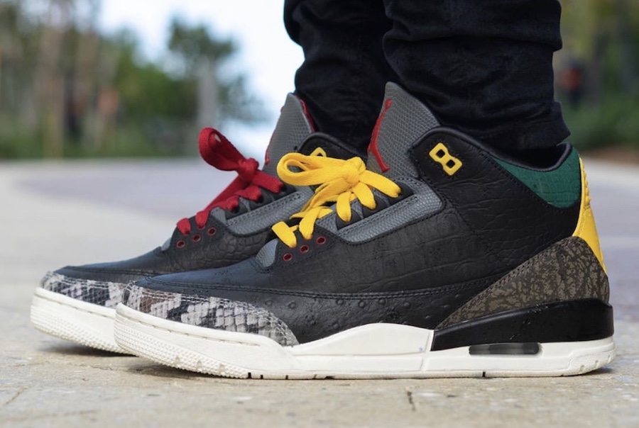 Air Jordan 3,AJ3,上脚,CK4344-001  奢华版黑水泥！AJ3「动物园 2.0」上脚图曝光！规格不输定制！