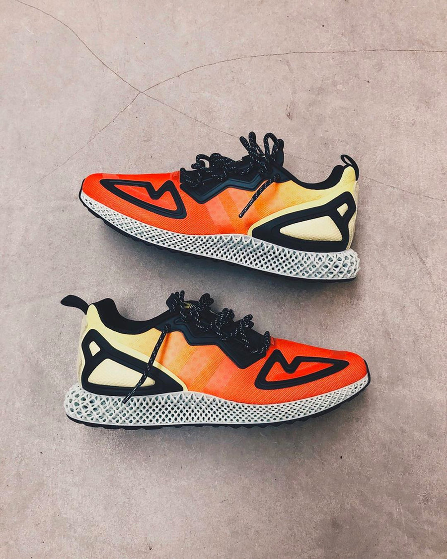 FV9028,ZX 2K 4D,adidas FV9028 第一款「日落」配色的 adidas 4D 跑鞋！很有动感效果！