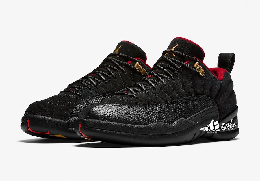 AJ12,Air Jordan 12,DC1059-001,  黑红 + 金扣 AJ12 Low 首次曝光！将于明年年初发售