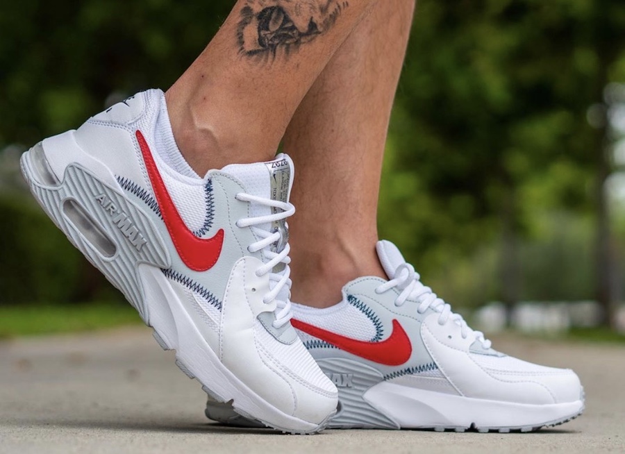 Nike,Air Max Excee,CZ5580-100  夏日复古小白鞋！白红 Air Max Excee 上脚照曝光