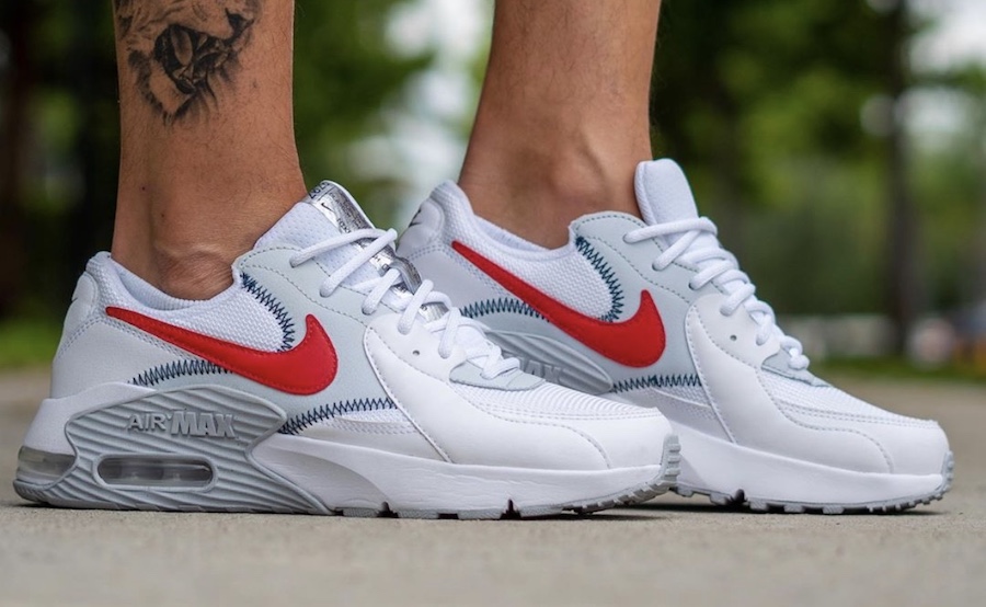 Nike,Air Max Excee,CZ5580-100  夏日复古小白鞋！白红 Air Max Excee 上脚照曝光