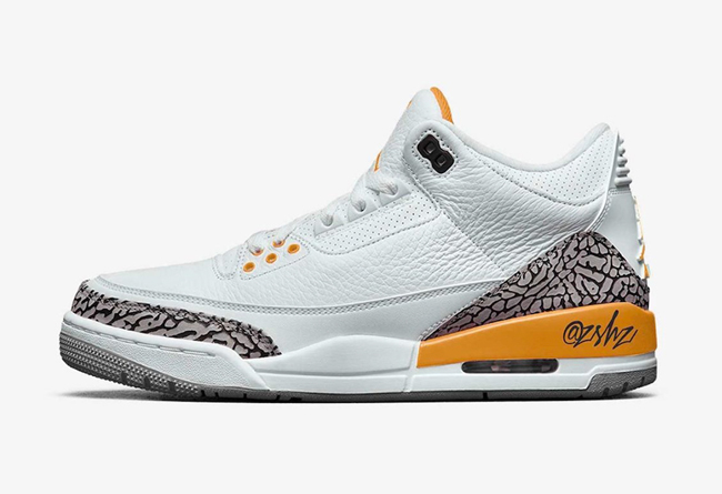 Air Jordan 3,Lase Orange,发售  爆裂纹太有元年味！小湖人 Air Jordan 3 渲染图曝光！