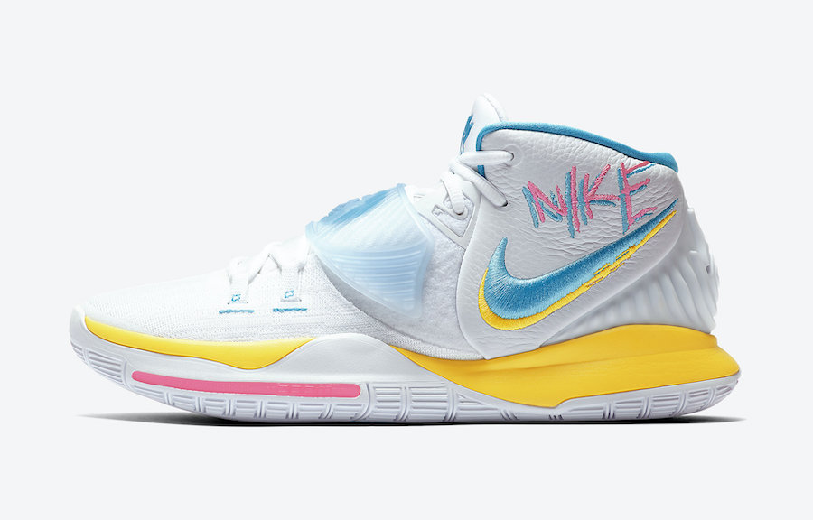 BQ4630-101,Nike,Kyrie 6,Neon G  南海岸色调涂鸦配色！全新 Kyrie 6 “Neon Graffiti” 下月发售！