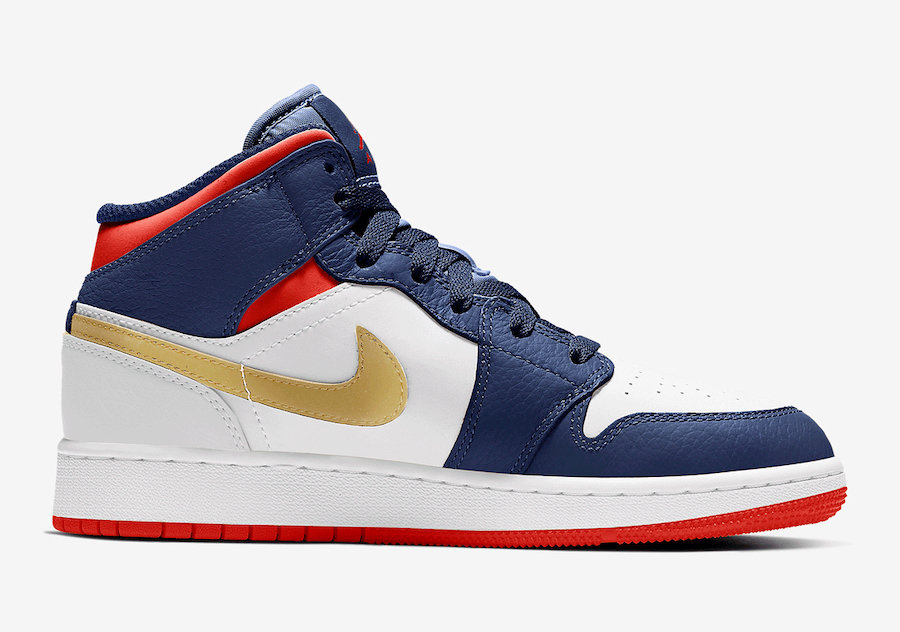 Air Jordan 1,Mid GS,Olympic,BQ  亮眼金钩！全新配色 AJ1 Mid “Olympic” 即将发售！