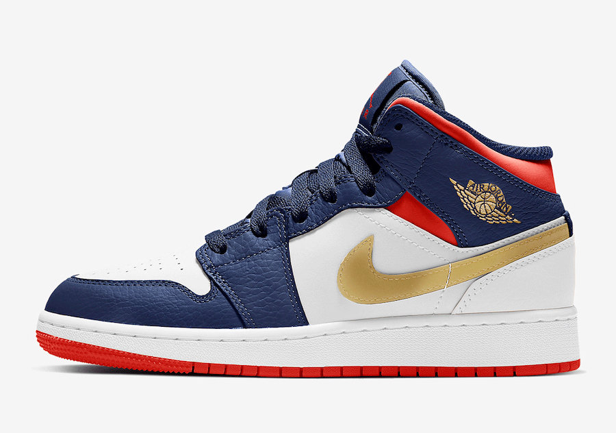 Air Jordan 1,Mid GS,Olympic,BQ  亮眼金钩！全新配色 AJ1 Mid “Olympic” 即将发售！