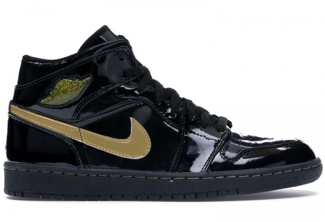 Air Jordan 1,AJ1,555088-032  奢华亮眼质感！漆皮黑金 Air Jordan 1 最新实物细节预览！