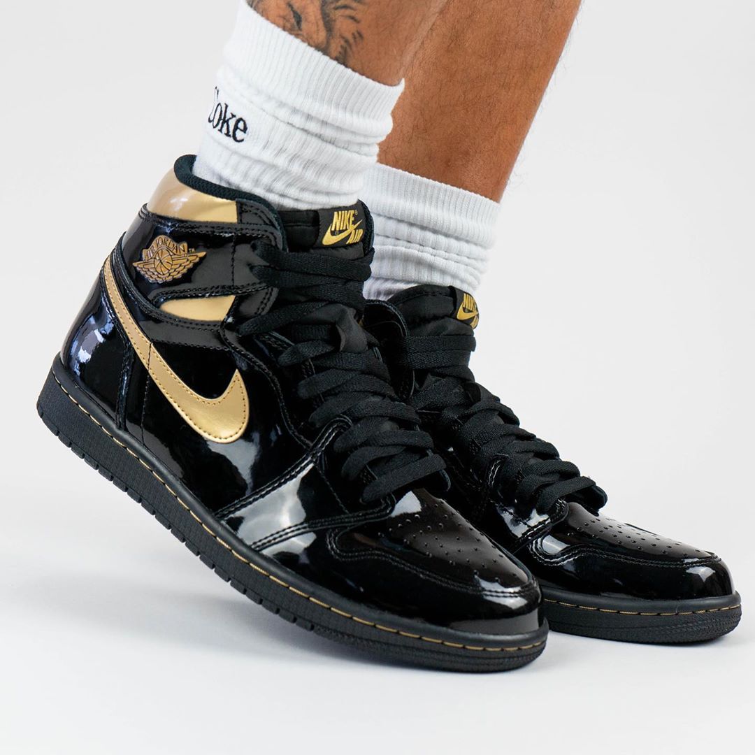 AJ1,Air Jordan 1,555088-032,发售  让人又爱又恨的黑金漆皮！全新 Air Jordan 1 年底发售！