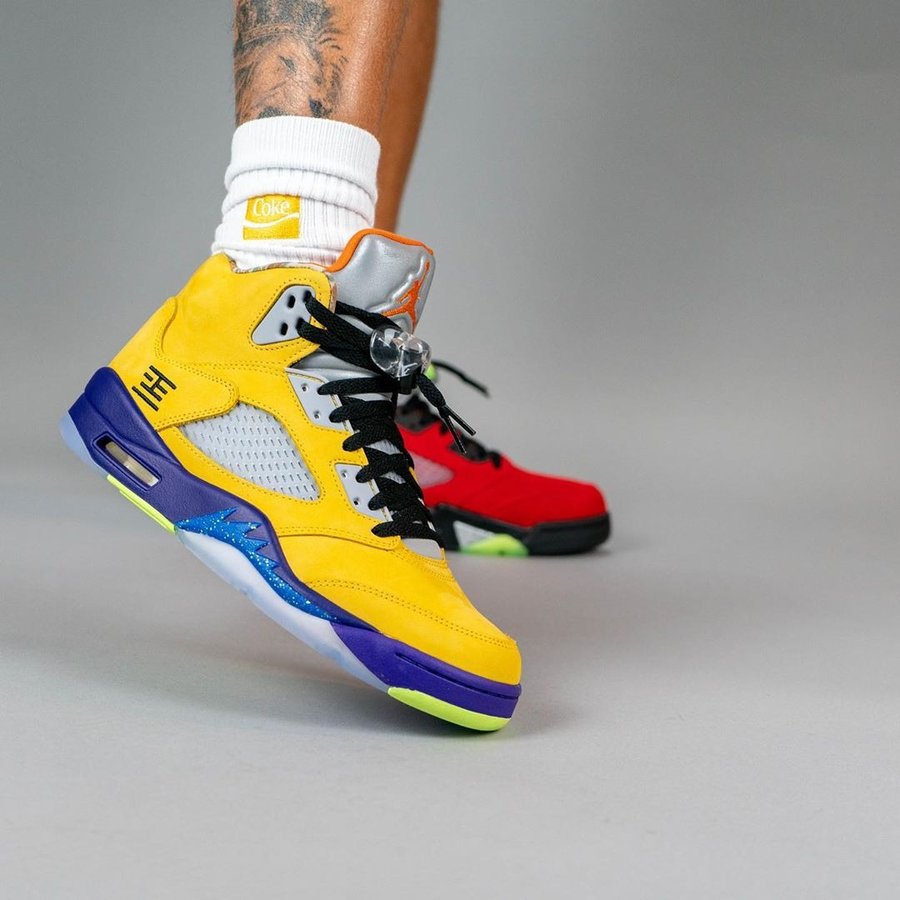 AJ5,Air Jordan 5,CZ5725-700,上脚  30 周年王炸配色！AJ5 “What The” 上脚也太骚了吧！