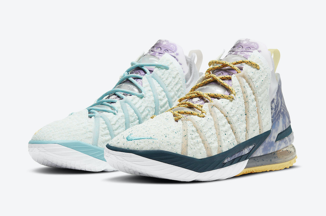 LeBron 18,Nike,发售,DB8148-100  黑色版本已售罄！鸳鸯 LeBron 18 还有更清爽的浅色版本