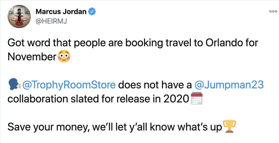 Trophy Room,Air Jordan 1,AJ1  乔丹亲儿子辟谣！芝加哥 Trophy Room x AJ1 今年不会发售