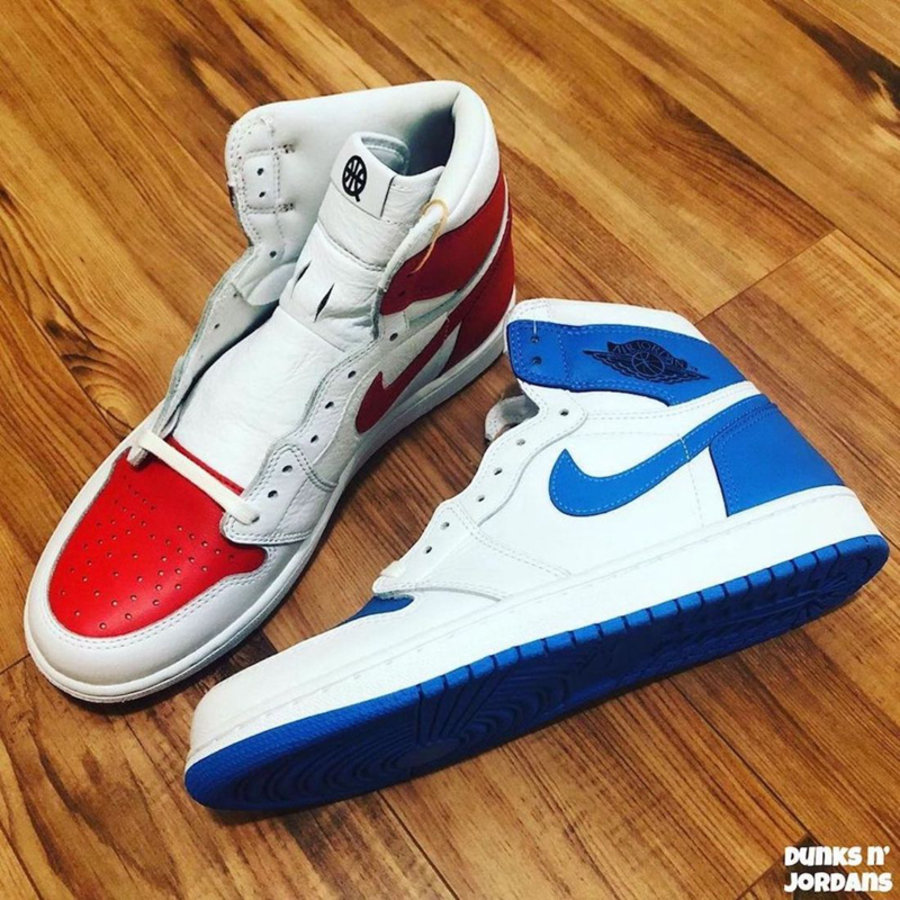 AJ,AJ1,Quai 54  蓝红双色鸳鸯！Air Jordan 1 Quai 54 实物首次曝光！