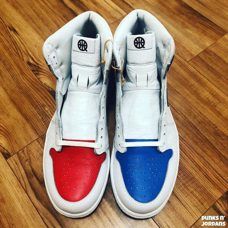 AJ,AJ1,Quai 54  蓝红双色鸳鸯！Air Jordan 1 Quai 54 实物首次曝光！