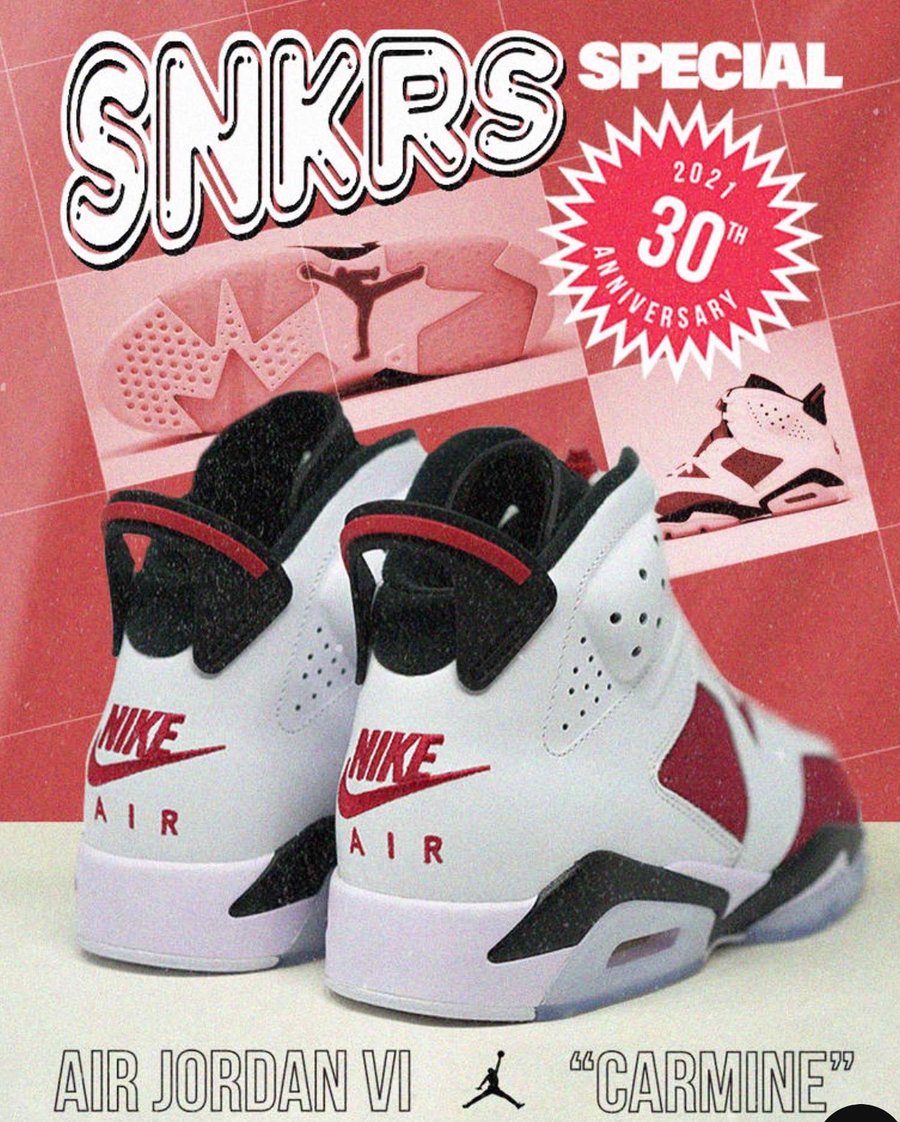 AJ6,Air Jordan 6,CT8529-106  SNKRS 官宣胭脂 AJ6 复刻回归！街头爆款又要来了！