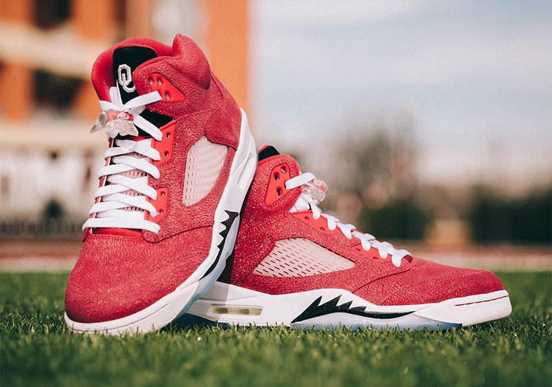 Air Jordan 5,AJ5,PE,Oklahoma  罕见「红爆裂」AJ5 首次曝光！这要发售，还不得抢破头！