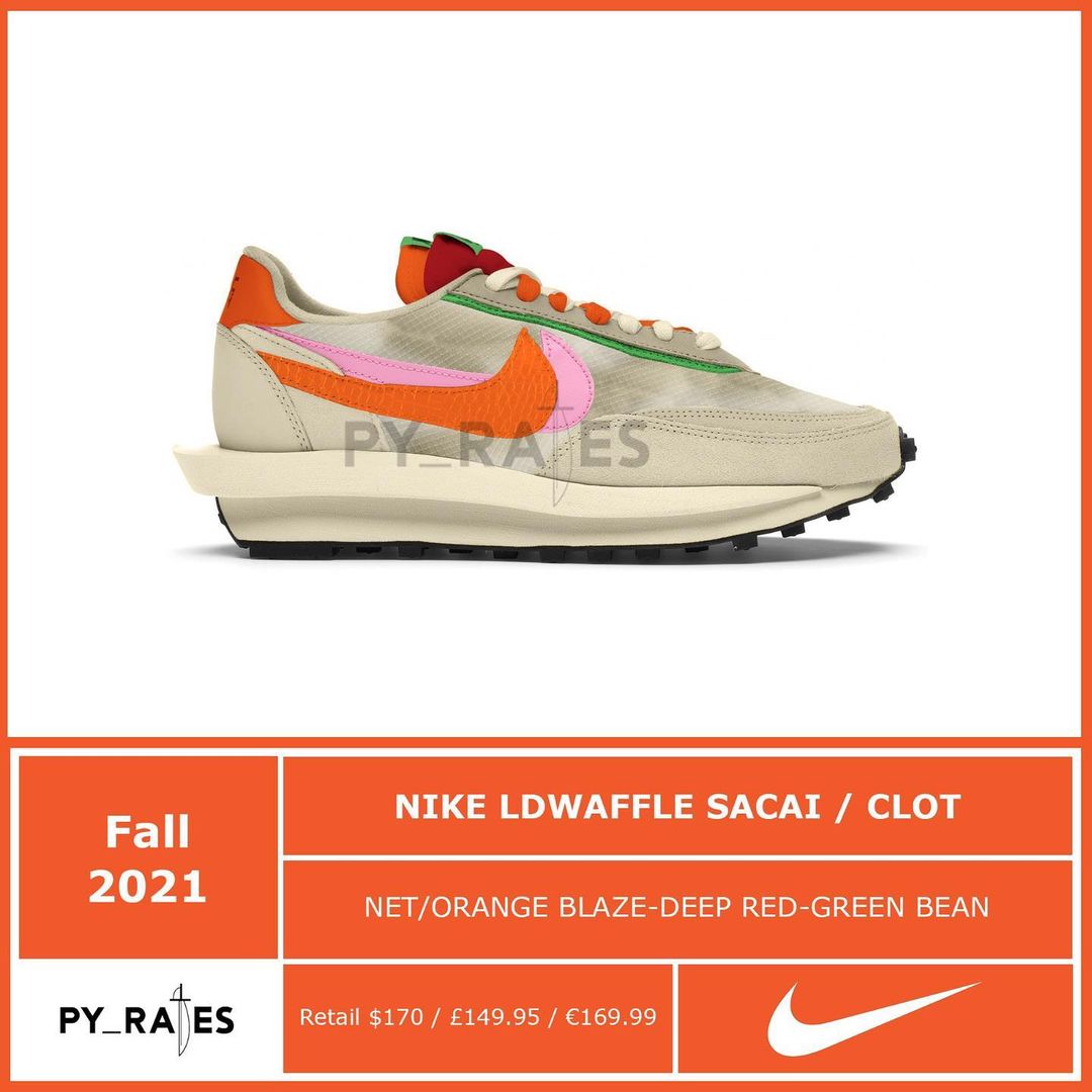 Nike,sacai,LDV Waffle  CLOT x sacai x Nike 联名曝光！今年狠鞋又多一双！