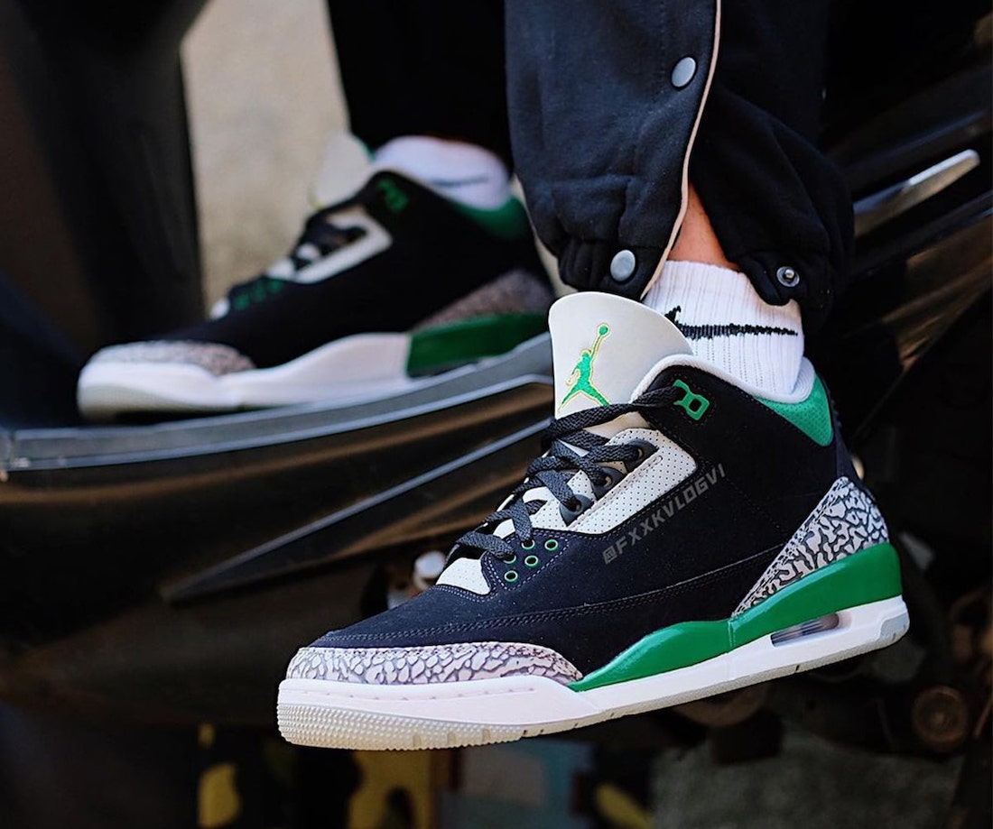 Air Jordan 3,Pine Green,CT8532  天价「俄勒冈」配色！全新 AJ3 上脚图曝光！