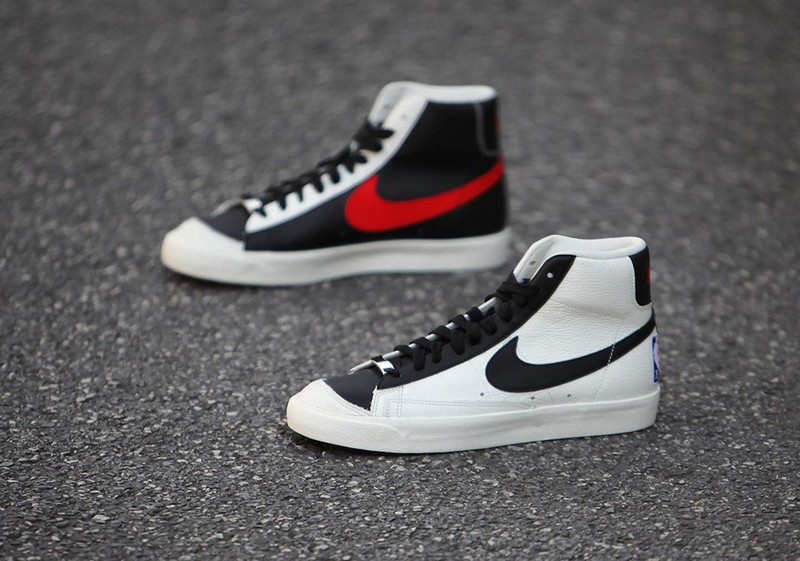 NBA,Nike Blazer Mid  黑白阴阳装扮！NBA 联名 Blazer Mid 实物曝光！