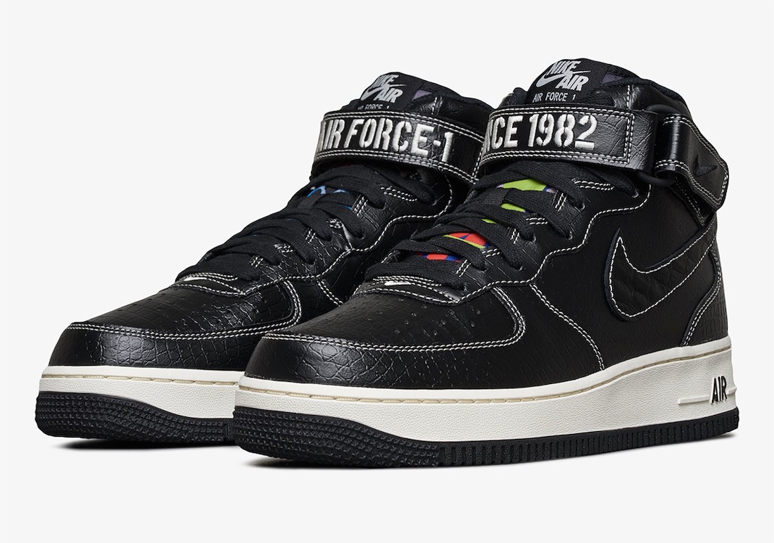 Nike,AF1,Air Force 1 Mid LX,DV  40 周年专属 AF1 Mid 官图曝光！黑色「鳄鱼皮」又奢又酷！