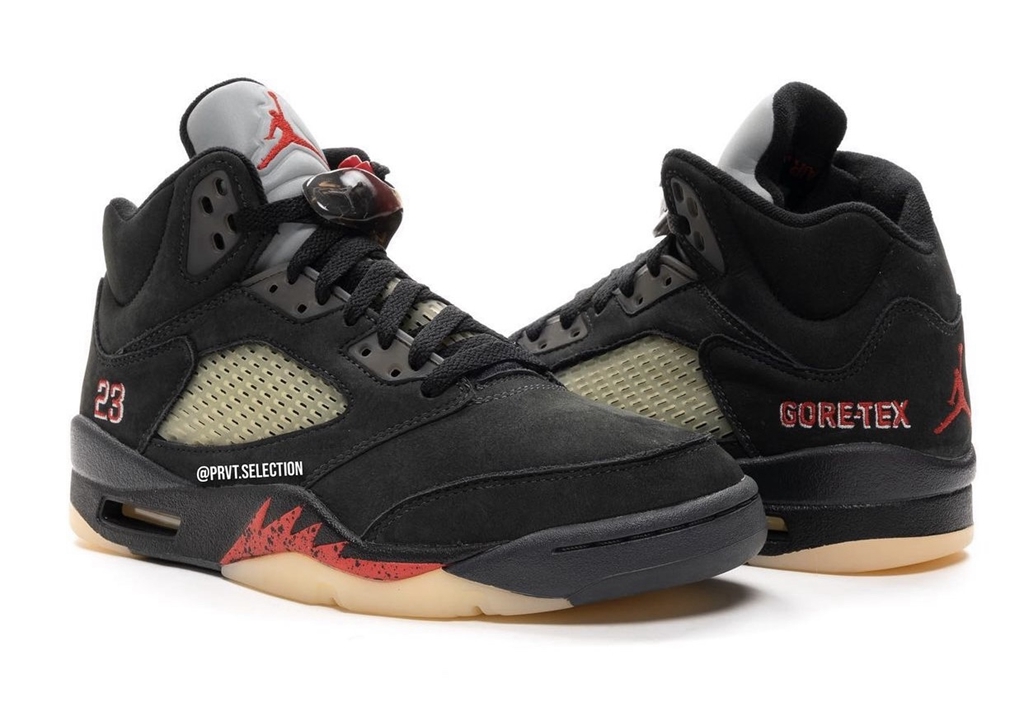 Air Jordan 5，Gore-Tex,Off-Noir  天价平替+1！「小 Supreme」AJ5 最新实物曝光！