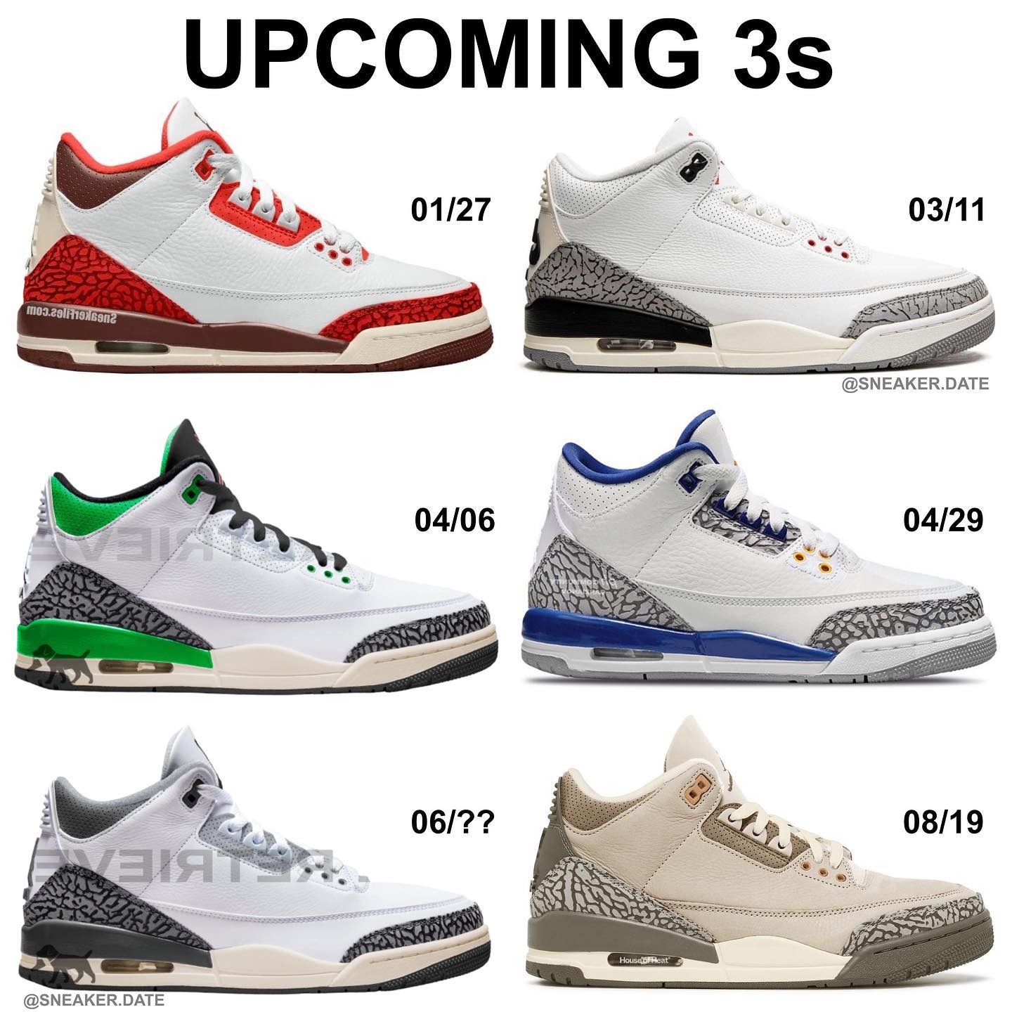AJ,AJ3,AJ4,2023  一张图看完今年 AJ3、AJ4 发售计划！哪双是你出必入！