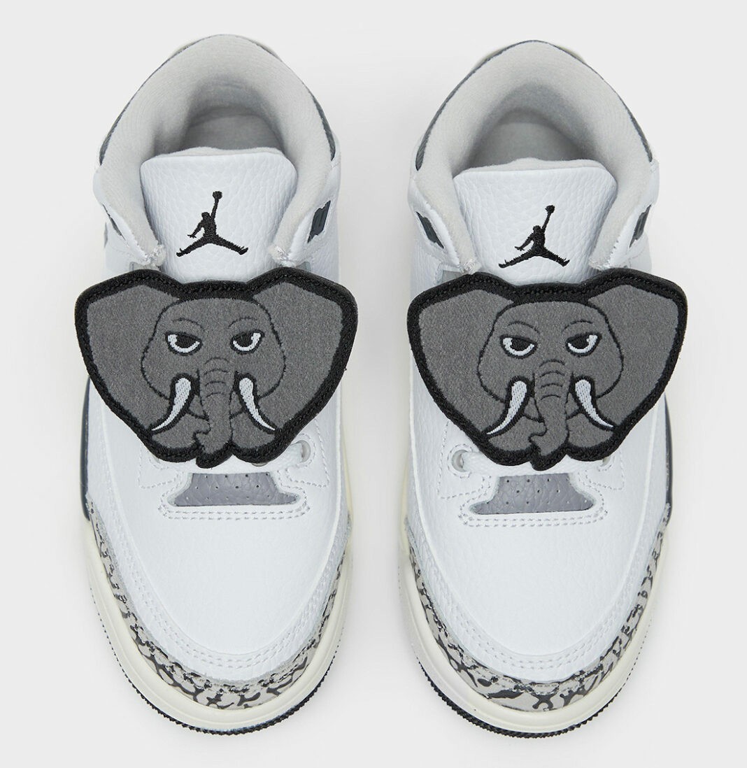 AJ3,Air Jordan 3 GS,Hide N’ Sn  特殊配件爱了！长这样的「灰水泥」AJ3 不多见！