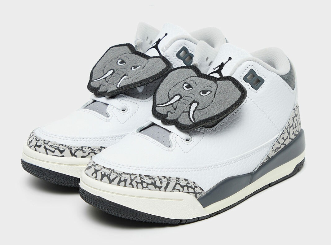 AJ3,Air Jordan 3 GS,Hide N’ Sn  特殊配件爱了！长这样的「灰水泥」AJ3 不多见！