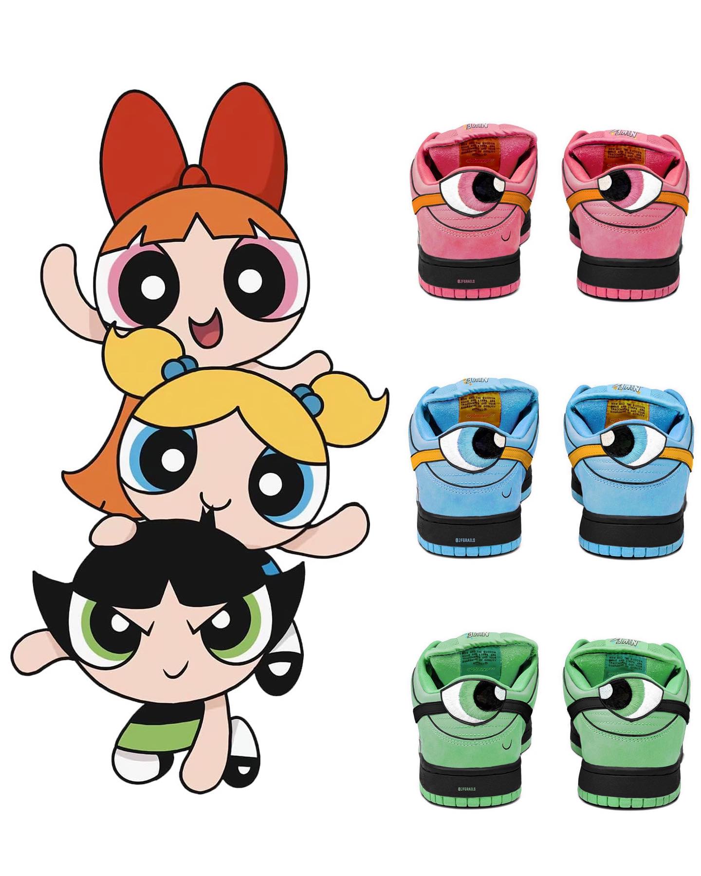 The Powerpuff Girls,Nike SB Du  飞天小女警 x Dunk SB 最新实物曝光！DNA 动了！
