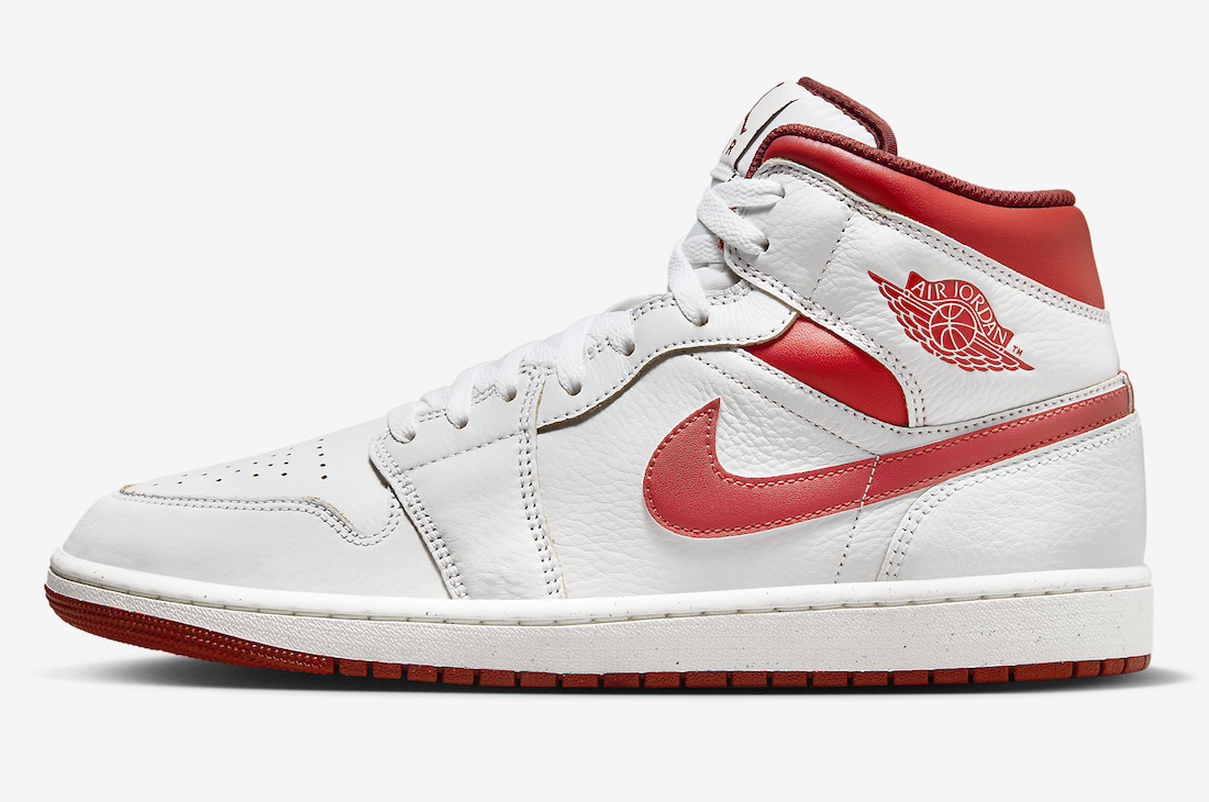 AJ1,Air Jordan 1 Mid,Dune Red,  浓郁 OG 气质！全新「白红」AJ1 你打几分？