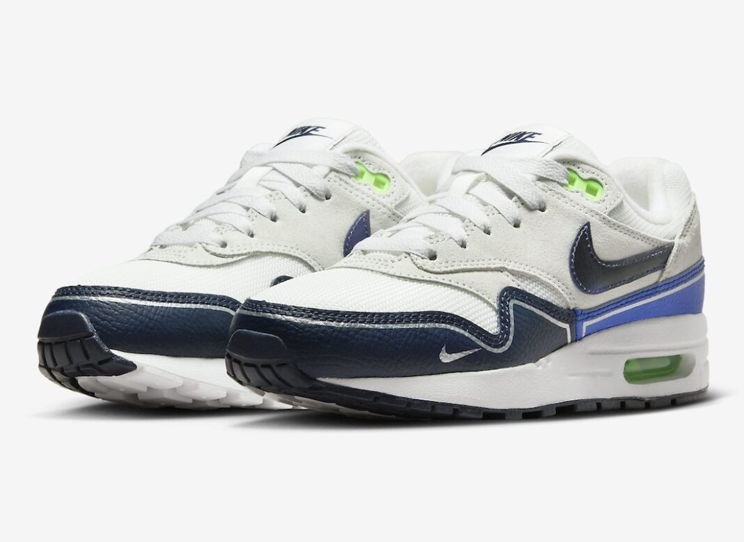 Nike Air Max 1,GS,HF7814-100  复古白蓝设计！全新 Air Max 1 官图曝光！