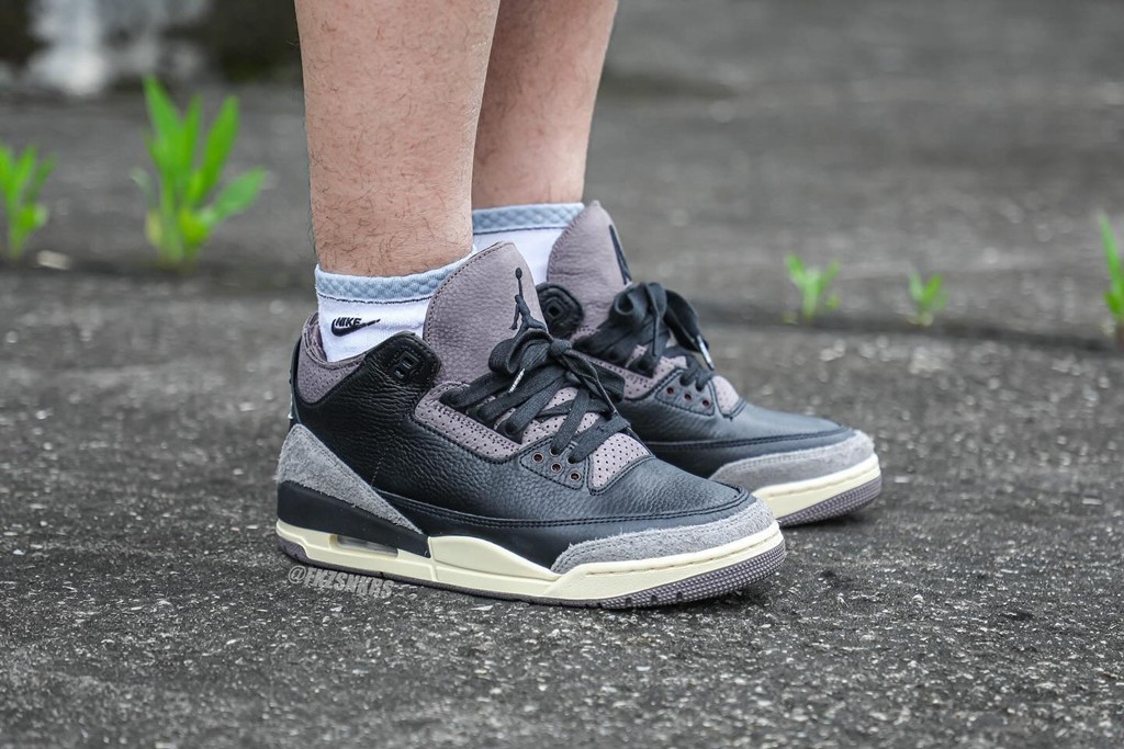 A Ma Manière,Air Jordan 3,FZ48  撞脸黑水泥！新版本 AMM x AJ3 实物上脚曝光！