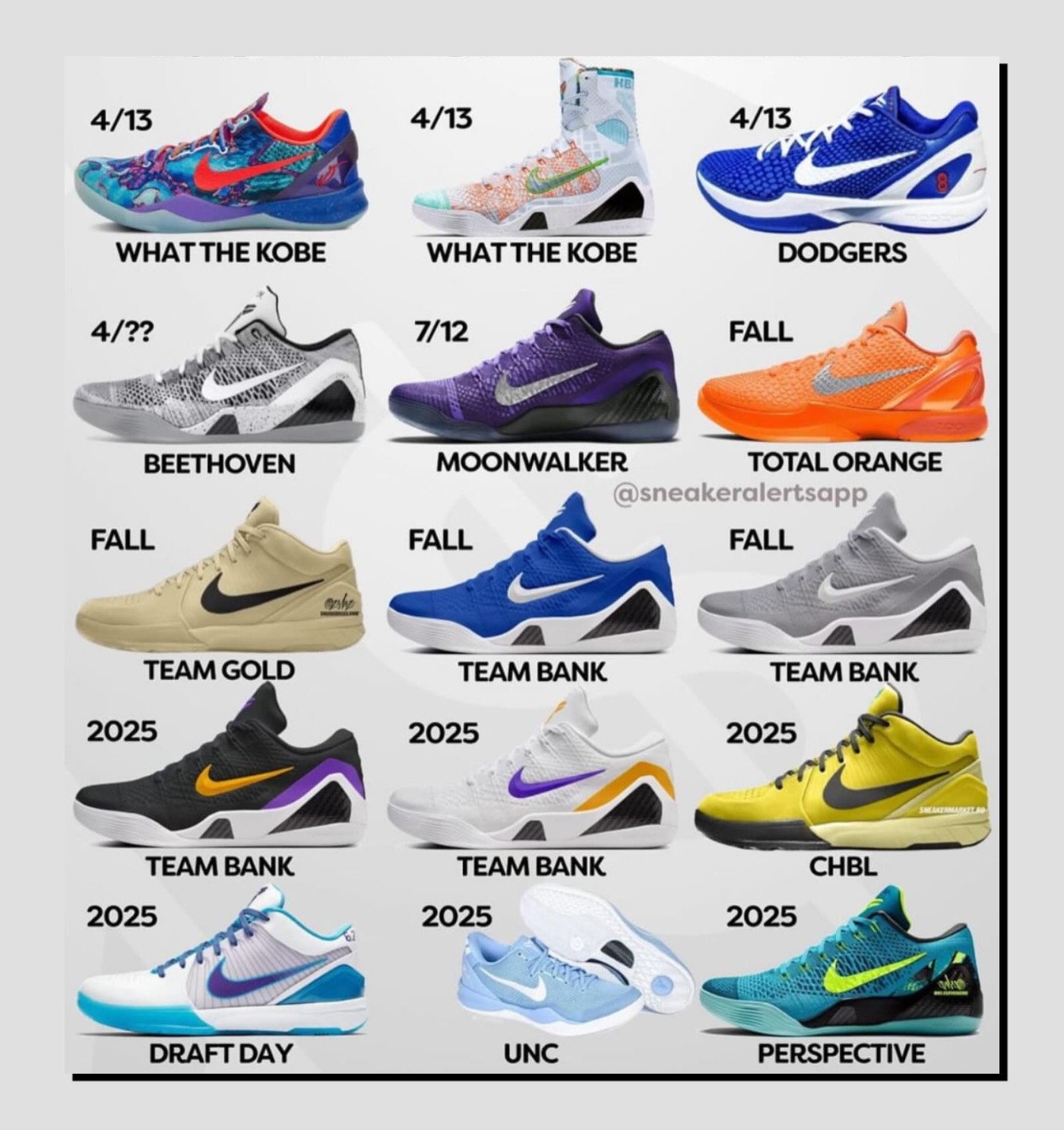 Kobe,科比复刻,Nike  今年接下来要发售的「Kobe 新鞋」接近 20 双！大部分是这个鞋型！