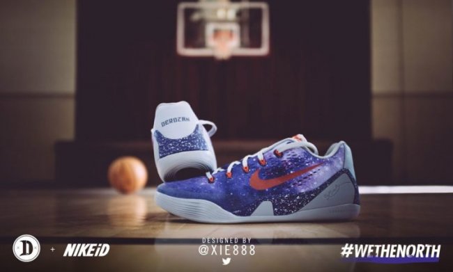 DeMar,DeRozan亲着粉丝定制 科比9代 德罗赞上脚粉丝定制 Kobe 9 EM NIKEiD