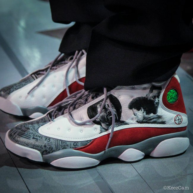 Spike,Lee,着定制版,Air,Jord AJ13 斯派克李上脚 Air Jordan 13 定制款亮相全明星