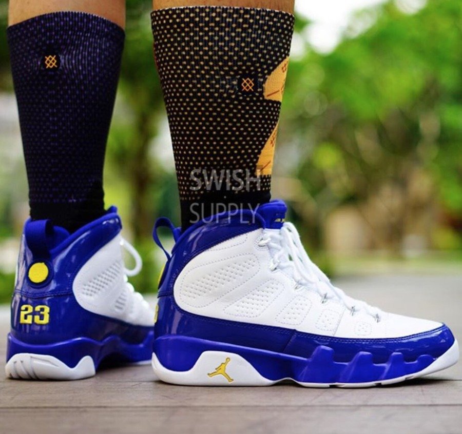302370-121,AJ9,Air Jordan 9 302370-121AJ9 湖人配色 Air Jordan 9 “Kobe Bryant” PE 上脚实拍