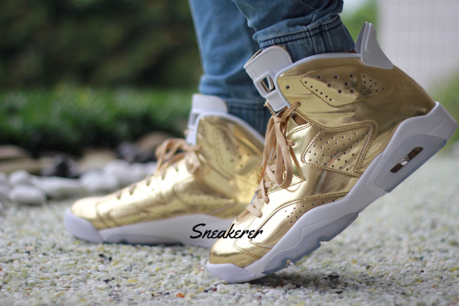 854271-730,AJ6,Air Jordan 6 854271-730AJ6 亮瞎！土豪金 Air Jordan 6 Pinnacle “Gold” 上脚实拍