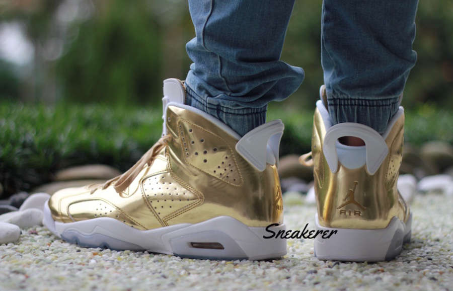 854271-730,AJ6,Air Jordan 6 854271-730AJ6 亮瞎！土豪金 Air Jordan 6 Pinnacle “Gold” 上脚实拍